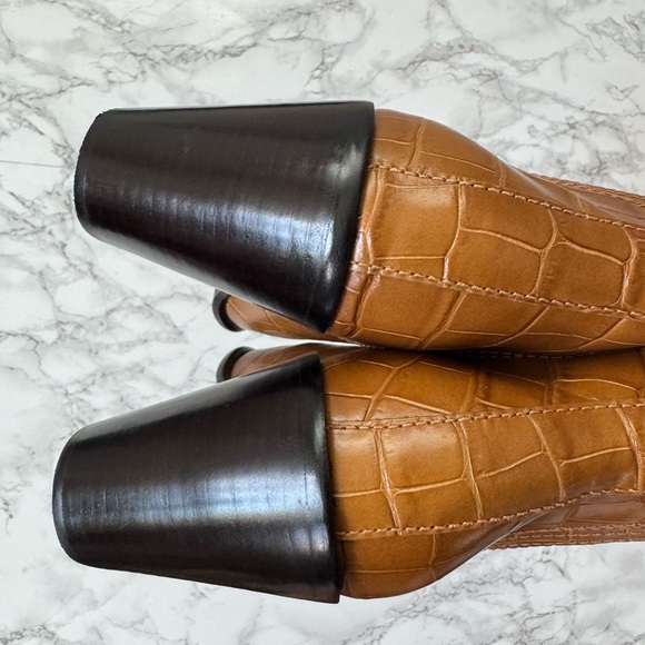 Loeffler Randall Honey Cowhide Croc Embossed Kali Western Booties Size 9 US - Picture 7 of 9